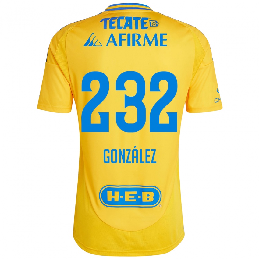 Niño Camiseta César González #232 Oro Amarillo 1ª Equipación 2024/25 La Camisa Perú