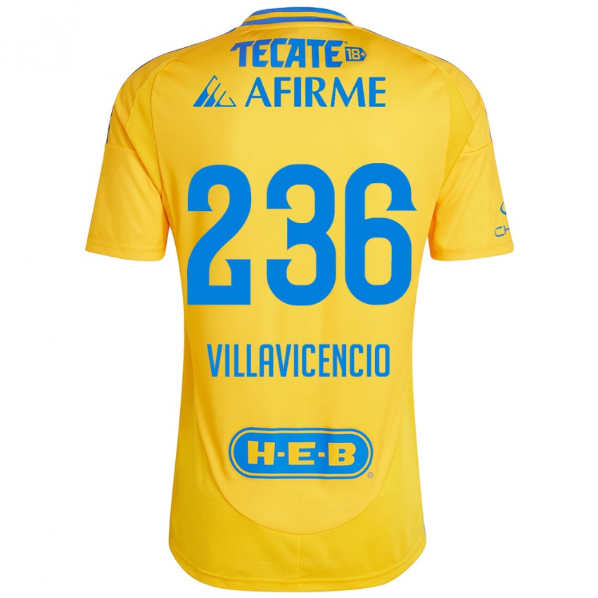 Niño Camiseta Edgar Villavicencio #236 Oro Amarillo 1ª Equipación 2024/25 La Camisa Perú