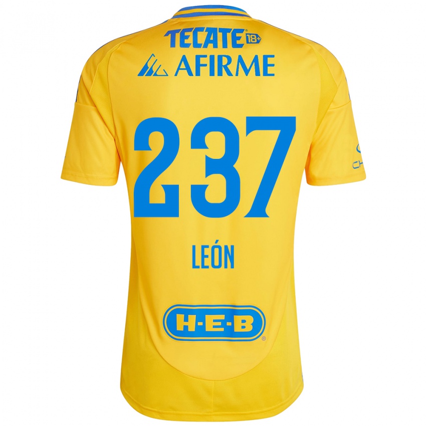 Niño Camiseta Gabriel León #237 Oro Amarillo 1ª Equipación 2024/25 La Camisa Perú