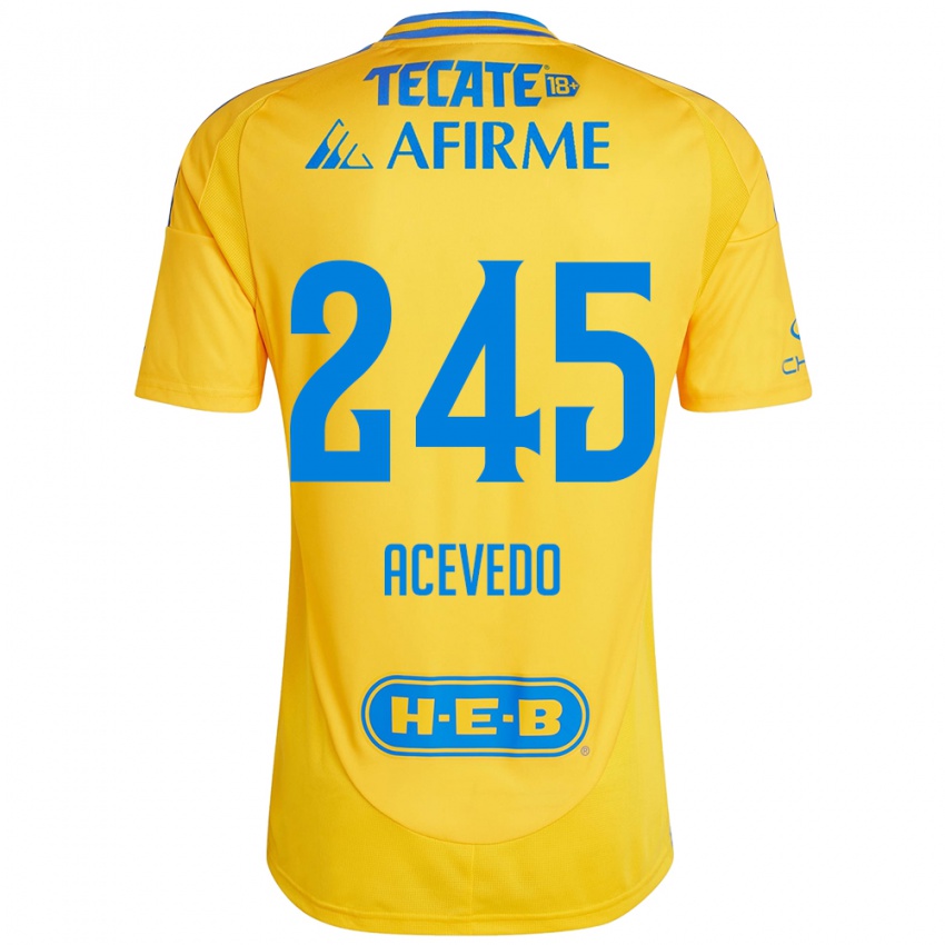 Niño Camiseta Kevin Acevedo #245 Oro Amarillo 1ª Equipación 2024/25 La Camisa Perú