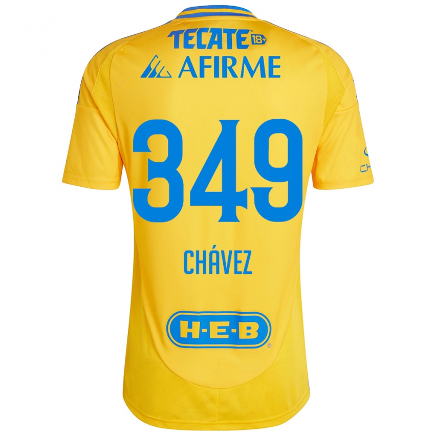 Niño Camiseta Jorge Chávez #349 Oro Amarillo 1ª Equipación 2024/25 La Camisa Perú