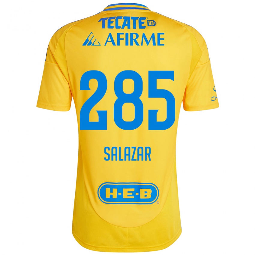 Niño Camiseta Bryan Salazar #285 Oro Amarillo 1ª Equipación 2024/25 La Camisa Perú