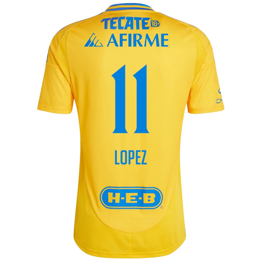 Niño Camiseta Nicolas Lopez #11 Oro Amarillo 1ª Equipación 2024/25 La Camisa Perú