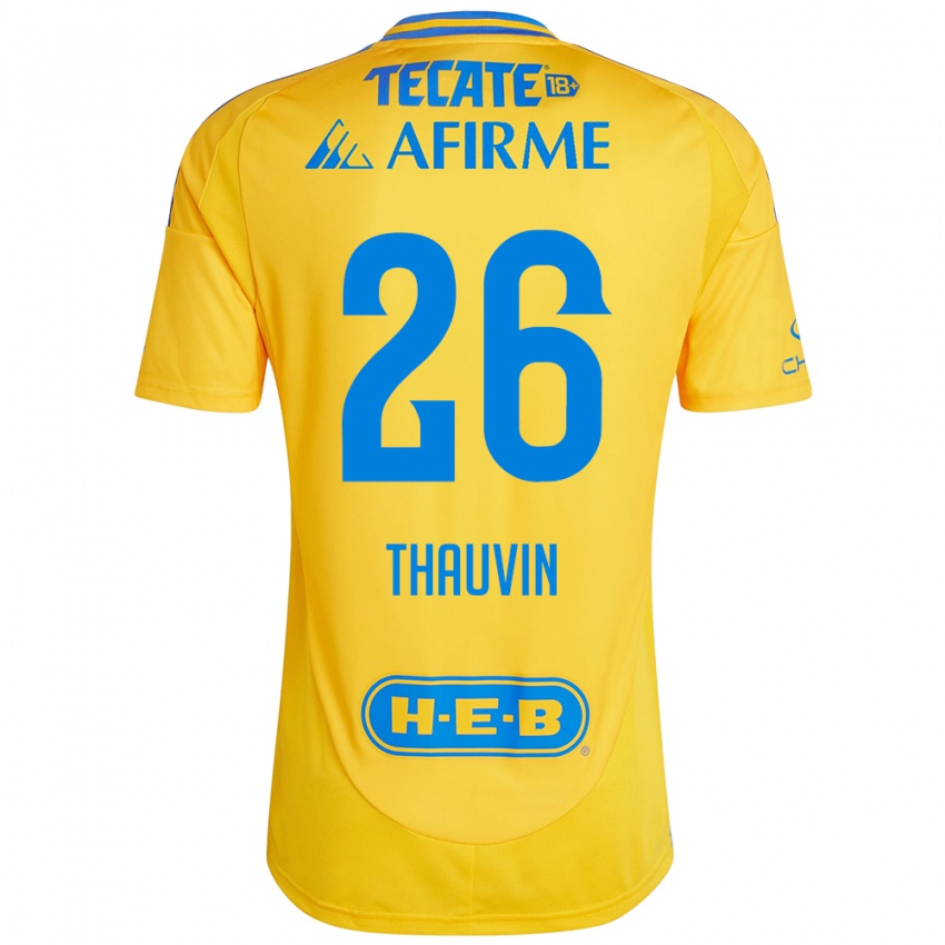 Niño Camiseta Florian Thauvin #26 Oro Amarillo 1ª Equipación 2024/25 La Camisa Perú