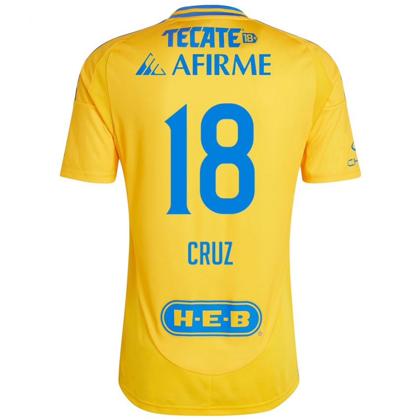 Niño Camiseta Belen Cruz #18 Oro Amarillo 1ª Equipación 2024/25 La Camisa Perú