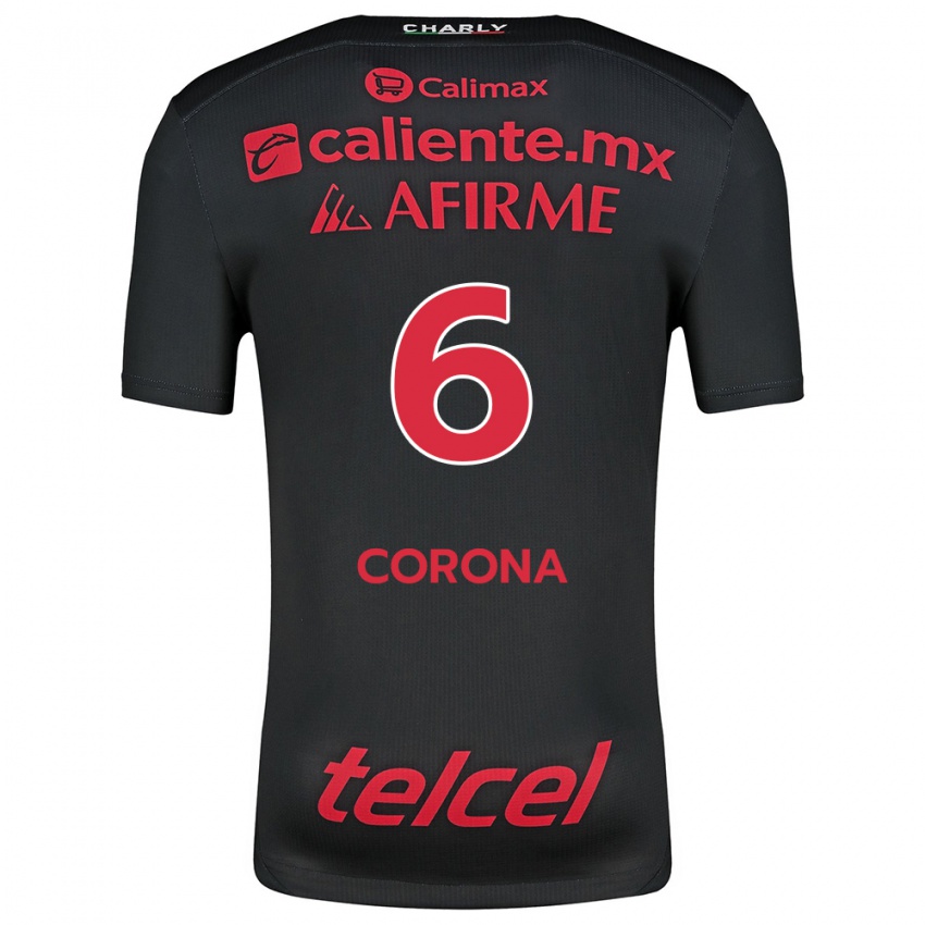 Niño Camiseta Joe Corona #6 Negro Rojo 1ª Equipación 2024/25 La Camisa Perú