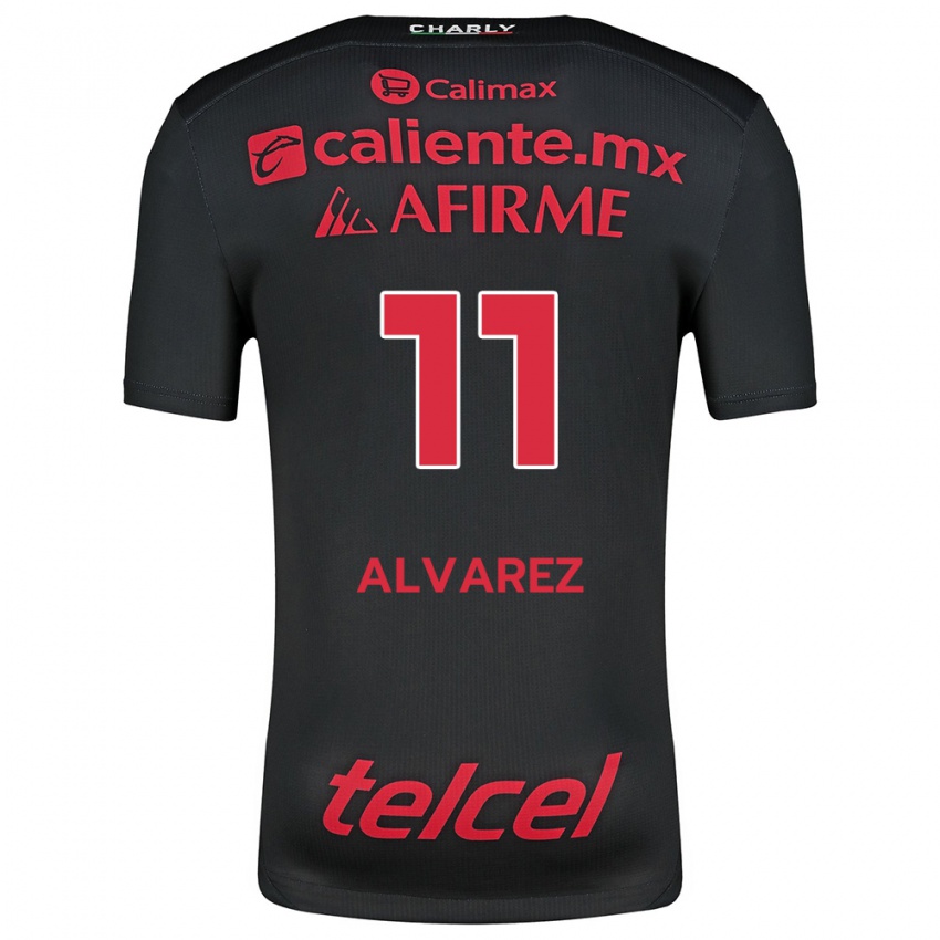 Niño Camiseta Efraín Álvarez #11 Negro Rojo 1ª Equipación 2024/25 La Camisa Perú