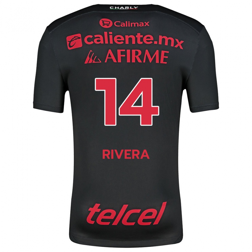 Niño Camiseta Christian Rivera #14 Negro Rojo 1ª Equipación 2024/25 La Camisa Perú