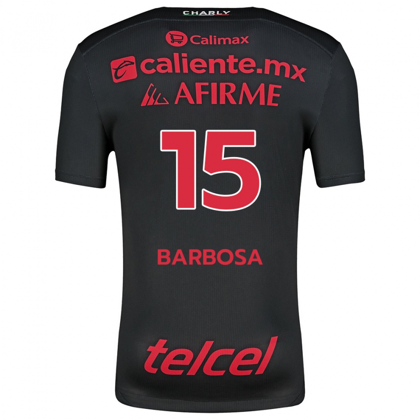 Niño Camiseta Diego Barbosa #15 Negro Rojo 1ª Equipación 2024/25 La Camisa Perú