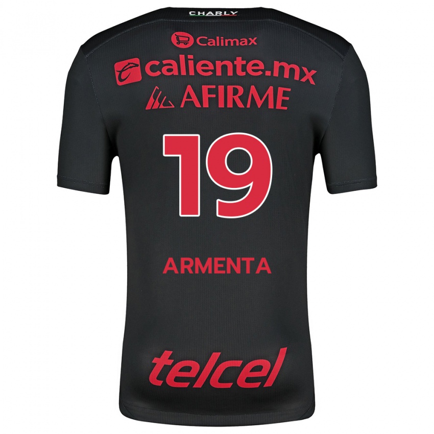 Niño Camiseta Eduardo Armenta #19 Negro Rojo 1ª Equipación 2024/25 La Camisa Perú