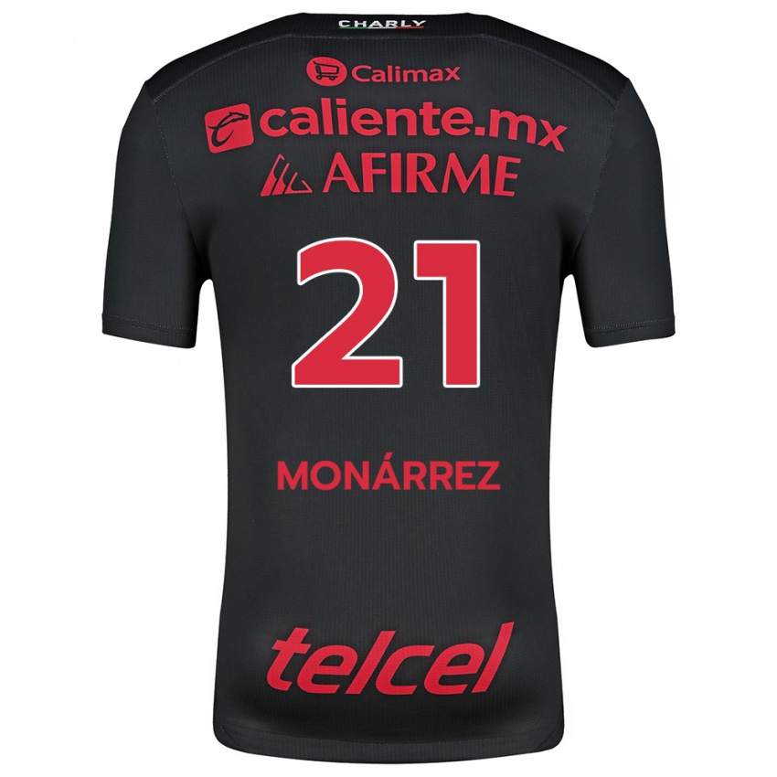 Niño Camiseta Fernando Monárrez #21 Negro Rojo 1ª Equipación 2024/25 La Camisa Perú