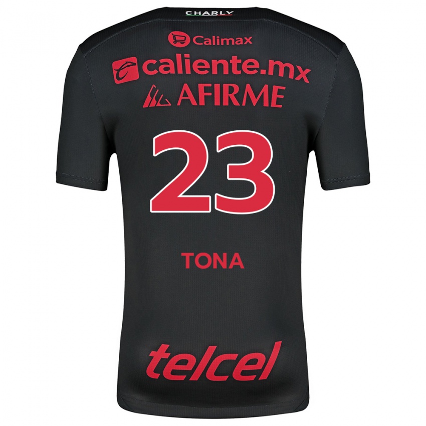 Niño Camiseta Iván Tona #23 Negro Rojo 1ª Equipación 2024/25 La Camisa Perú