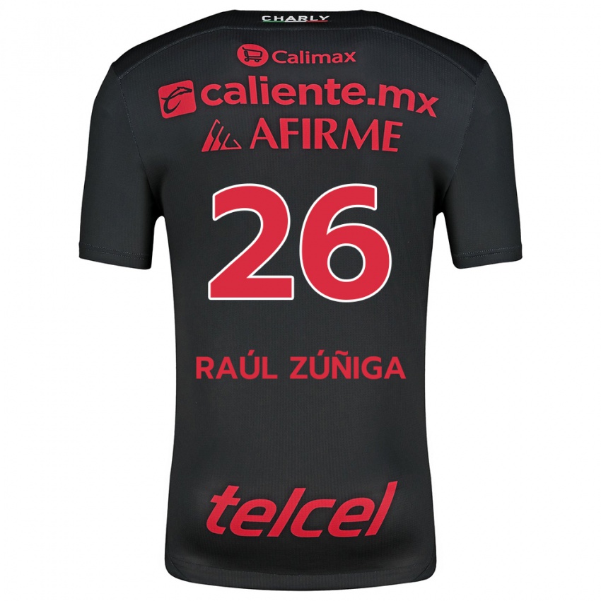 Niño Camiseta José Raúl Zúñiga #26 Negro Rojo 1ª Equipación 2024/25 La Camisa Perú