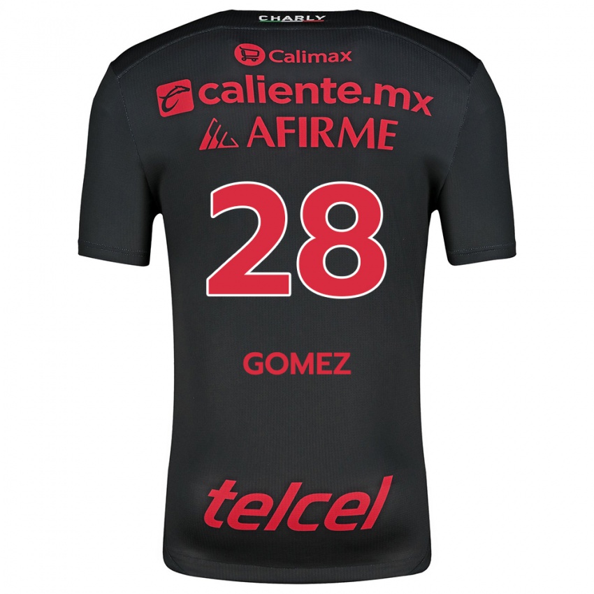 Niño Camiseta Alejandro Gómez #28 Negro Rojo 1ª Equipación 2024/25 La Camisa Perú