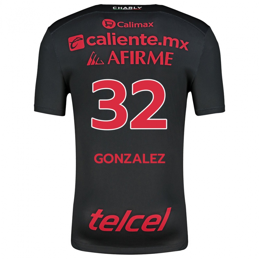 Niño Camiseta Carlos Gonzalez #32 Negro Rojo 1ª Equipación 2024/25 La Camisa Perú