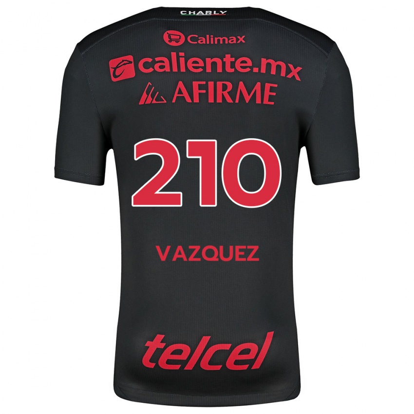 Niño Camiseta Daniel Vázquez #210 Negro Rojo 1ª Equipación 2024/25 La Camisa Perú