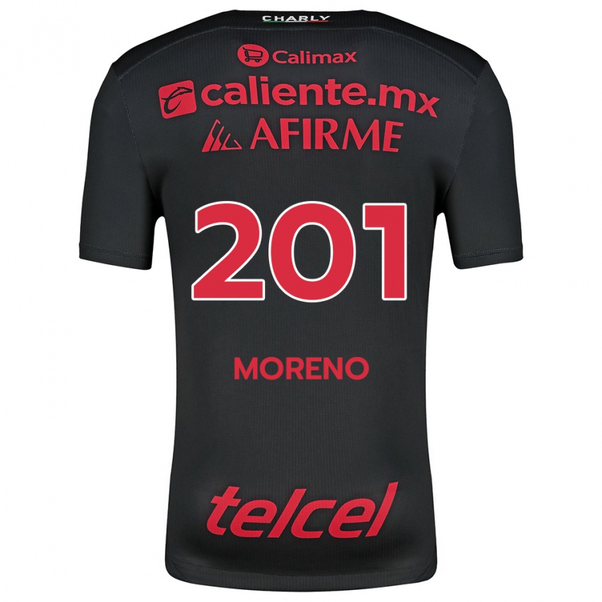 Niño Camiseta Jesús Moreno #201 Negro Rojo 1ª Equipación 2024/25 La Camisa Perú