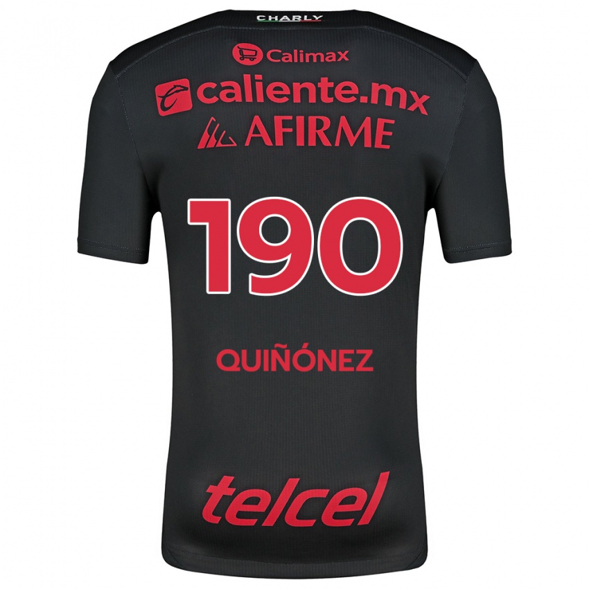 Niño Camiseta Martín Quiñónez #190 Negro Rojo 1ª Equipación 2024/25 La Camisa Perú