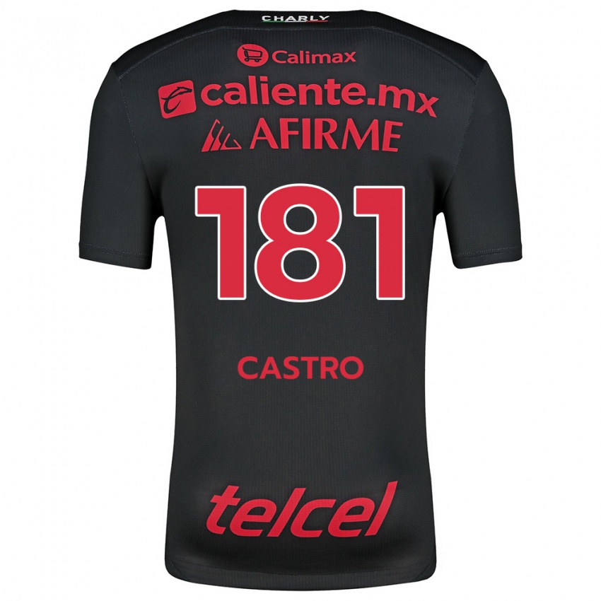 Niño Camiseta José Castro #181 Negro Rojo 1ª Equipación 2024/25 La Camisa Perú