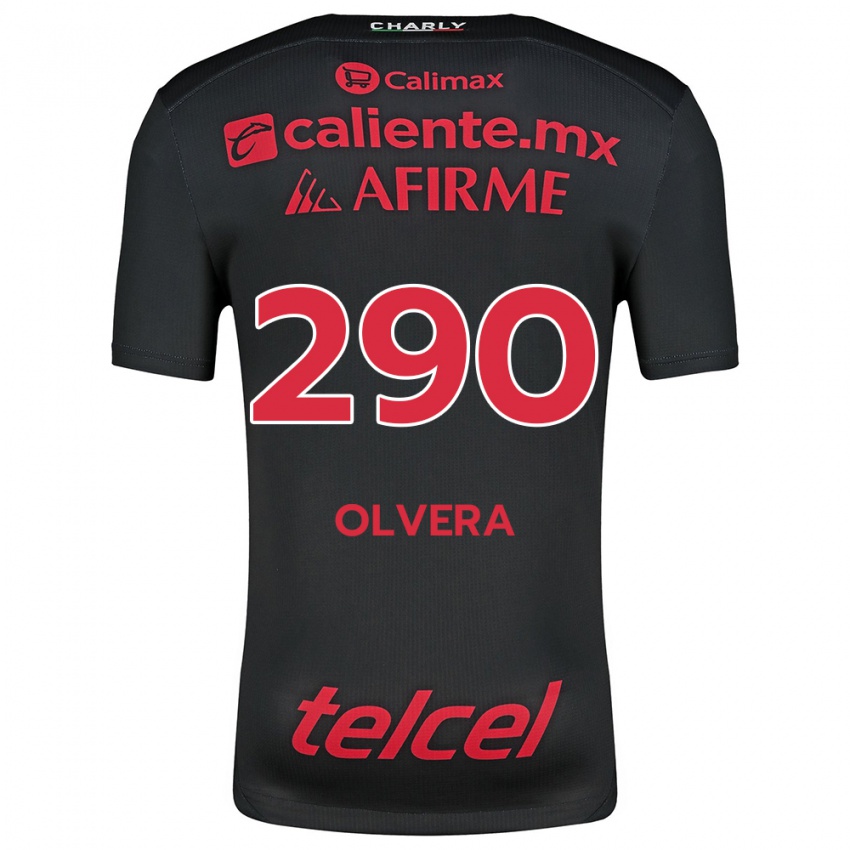 Niño Camiseta Ian Olvera #290 Negro Rojo 1ª Equipación 2024/25 La Camisa Perú