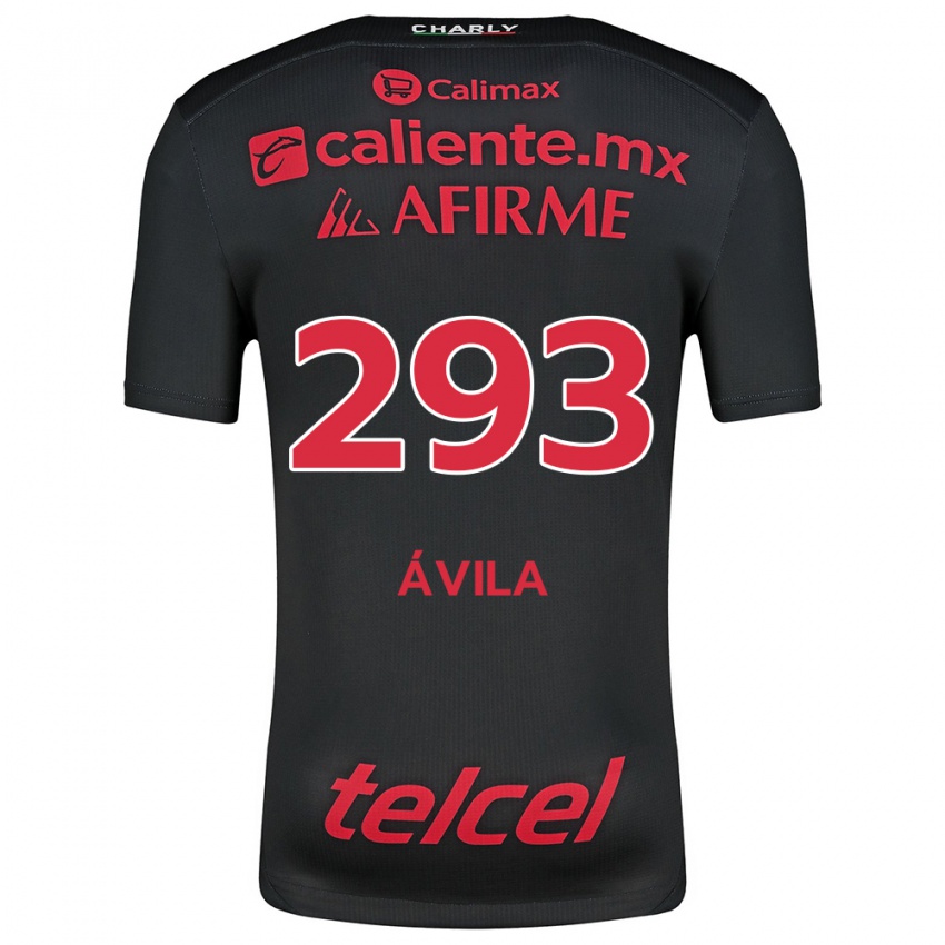 Niño Camiseta Daniel Ávila #293 Negro Rojo 1ª Equipación 2024/25 La Camisa Perú