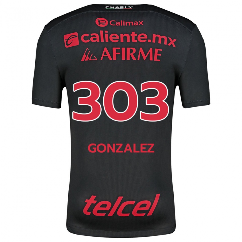 Niño Camiseta Osmar González #303 Negro Rojo 1ª Equipación 2024/25 La Camisa Perú