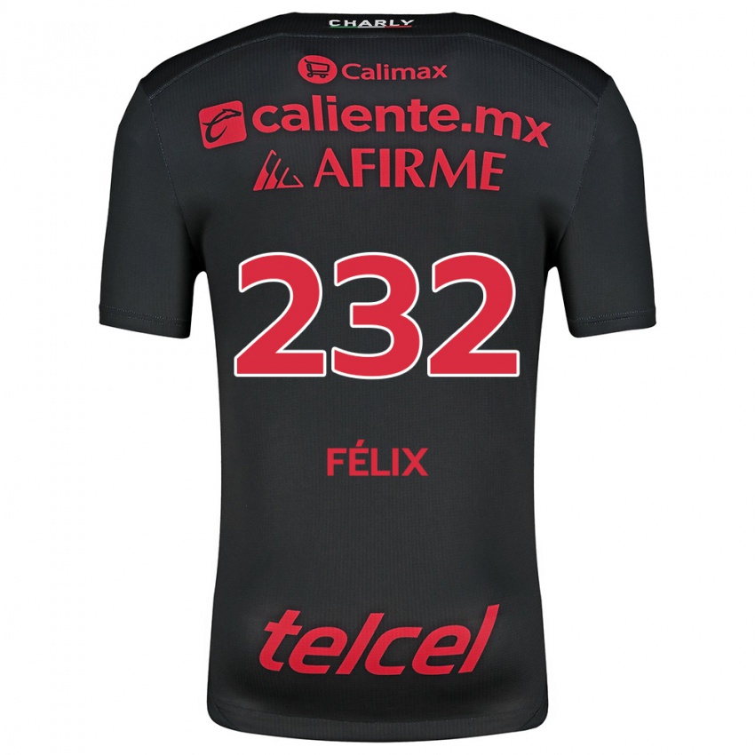 Niño Camiseta Erick Félix #232 Negro Rojo 1ª Equipación 2024/25 La Camisa Perú