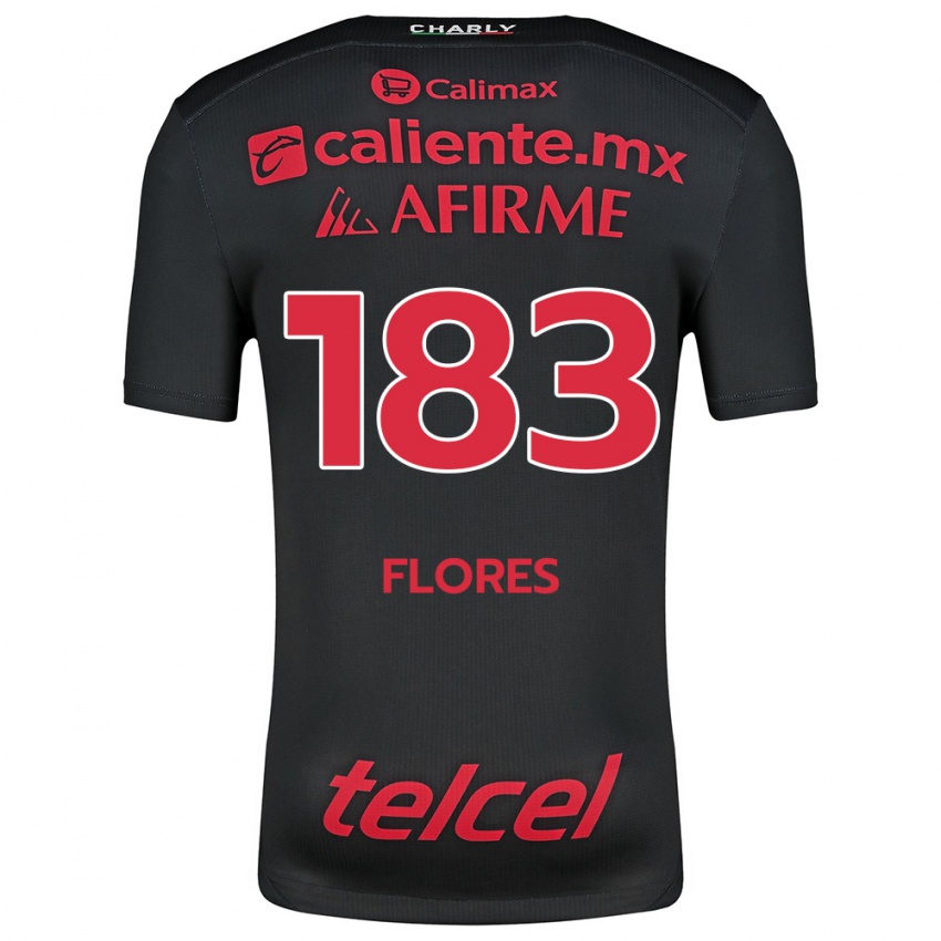 Niño Camiseta Abraham Flores #183 Negro Rojo 1ª Equipación 2024/25 La Camisa Perú