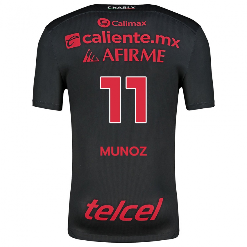 Niño Camiseta Sanjuana Muñoz #11 Negro Rojo 1ª Equipación 2024/25 La Camisa Perú