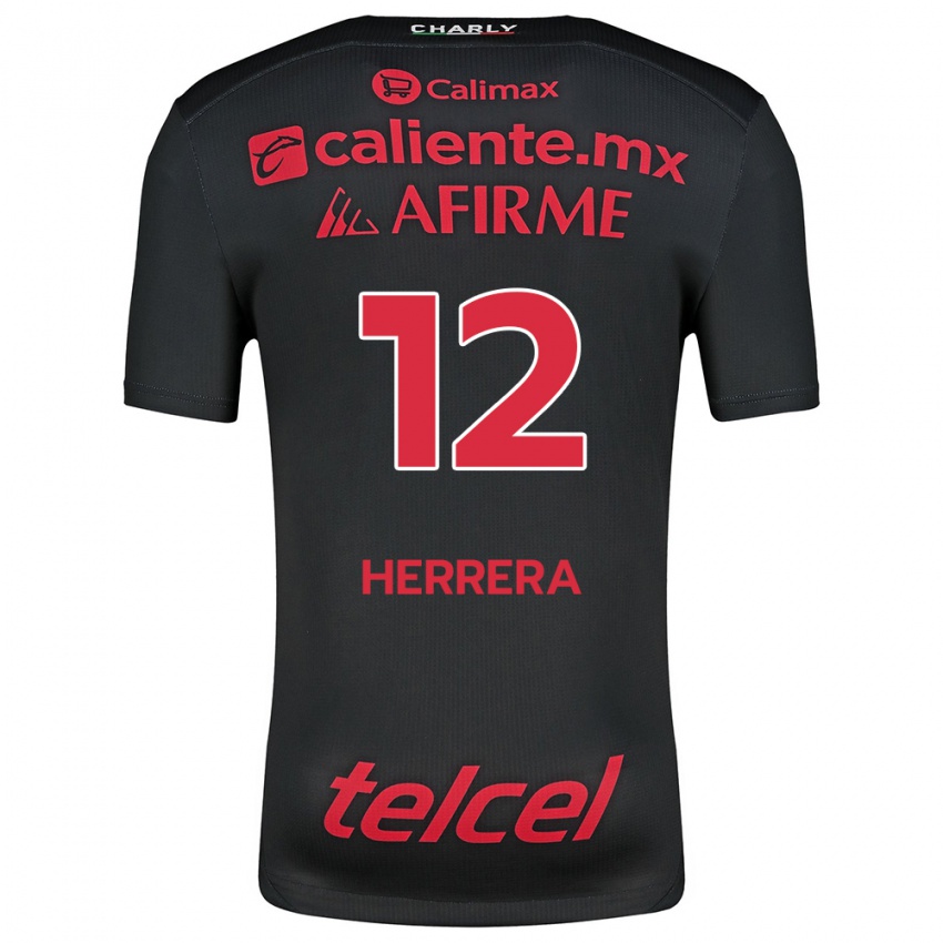 Niño Camiseta Melissa Herrera #12 Negro Rojo 1ª Equipación 2024/25 La Camisa Perú