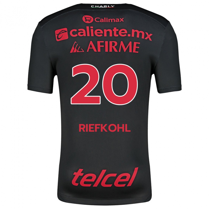 Niño Camiseta Luciana Riefkohl #20 Negro Rojo 1ª Equipación 2024/25 La Camisa Perú