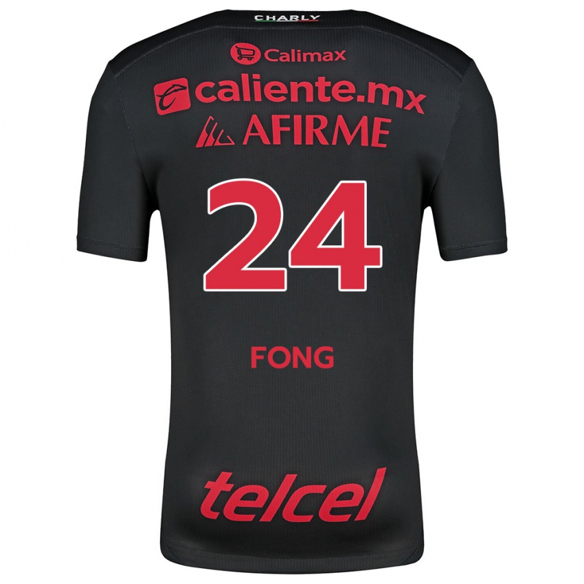 Niño Camiseta Michel Fong #24 Negro Rojo 1ª Equipación 2024/25 La Camisa Perú