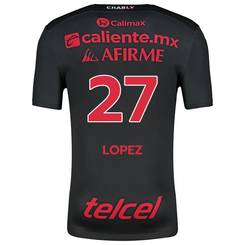 Niño Camiseta Victoria López #27 Negro Rojo 1ª Equipación 2024/25 La Camisa Perú