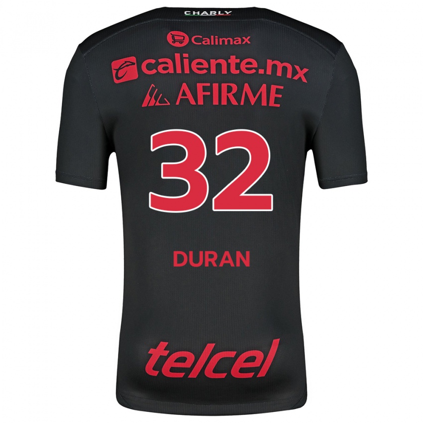 Niño Camiseta Ailed Duran #32 Negro Rojo 1ª Equipación 2024/25 La Camisa Perú