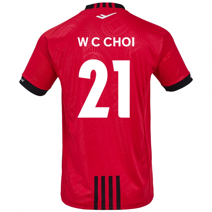 Niño Camiseta Cheol-Won Choi #21 Negro Rojo 1ª Equipación 2024/25 La Camisa Perú