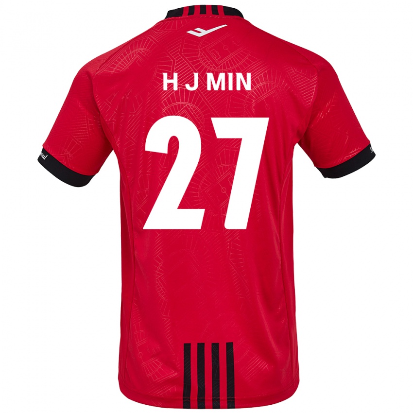 Niño Camiseta Ji-Hoon Min #27 Negro Rojo 1ª Equipación 2024/25 La Camisa Perú