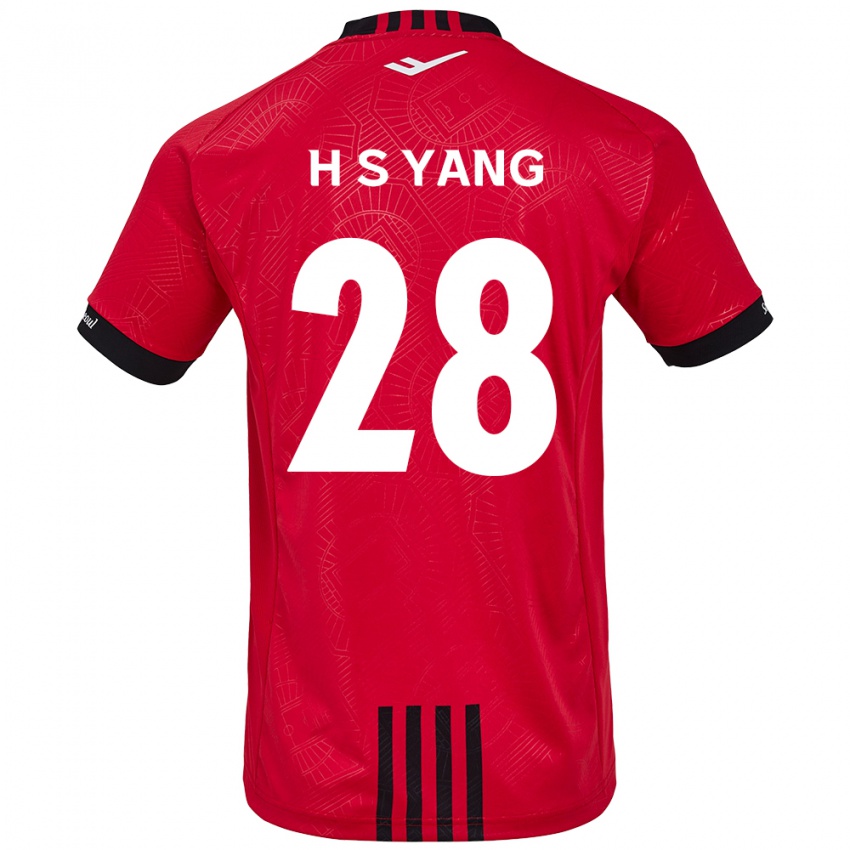 Niño Camiseta Seung-Hyeon Yang #28 Negro Rojo 1ª Equipación 2024/25 La Camisa Perú