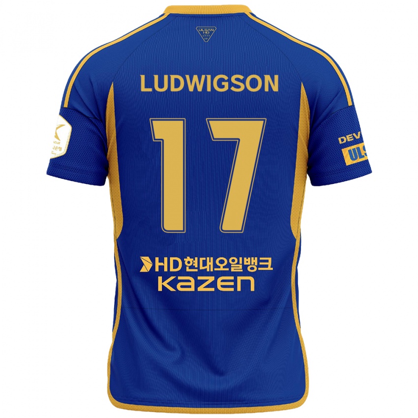 Niño Camiseta Gustav Ludwigson #17 Azul Amarillo 1ª Equipación 2024/25 La Camisa Perú