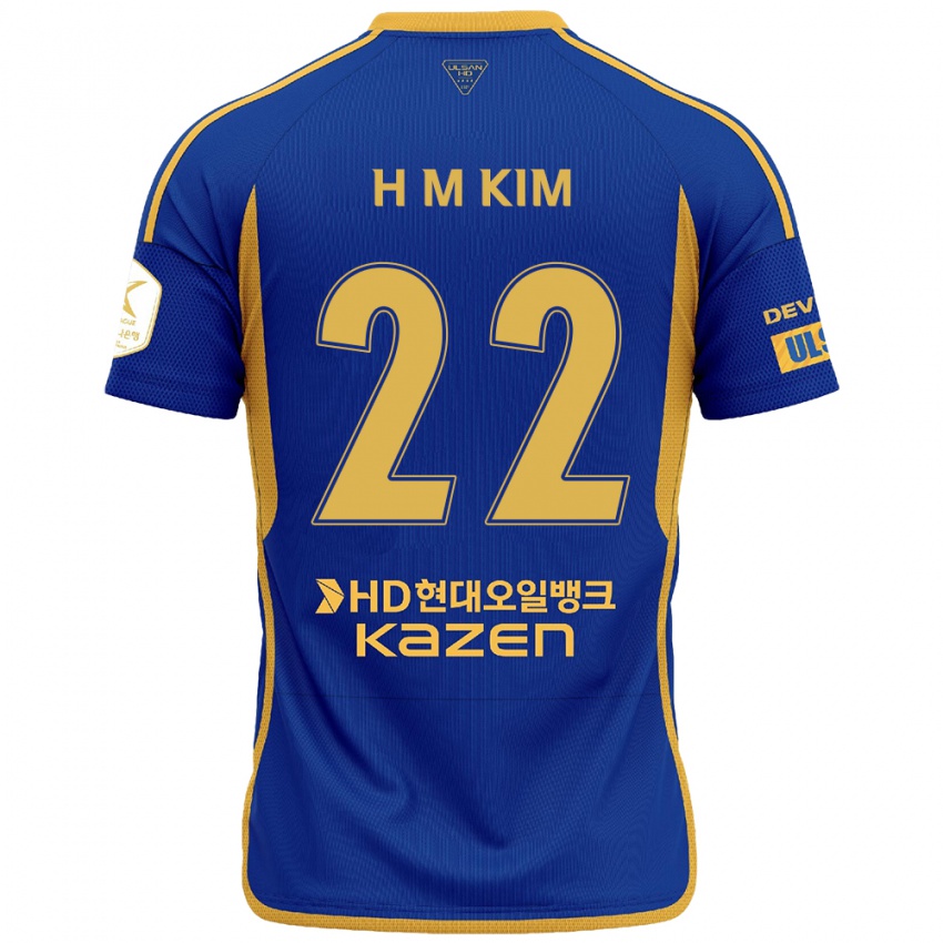 Niño Camiseta Min-Hyuk Kim #22 Azul Amarillo 1ª Equipación 2024/25 La Camisa Perú