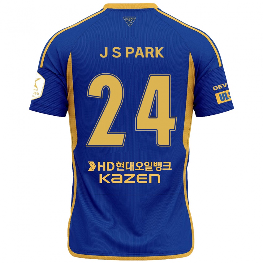 Niño Camiseta Sang-Jun Park #24 Azul Amarillo 1ª Equipación 2024/25 La Camisa Perú