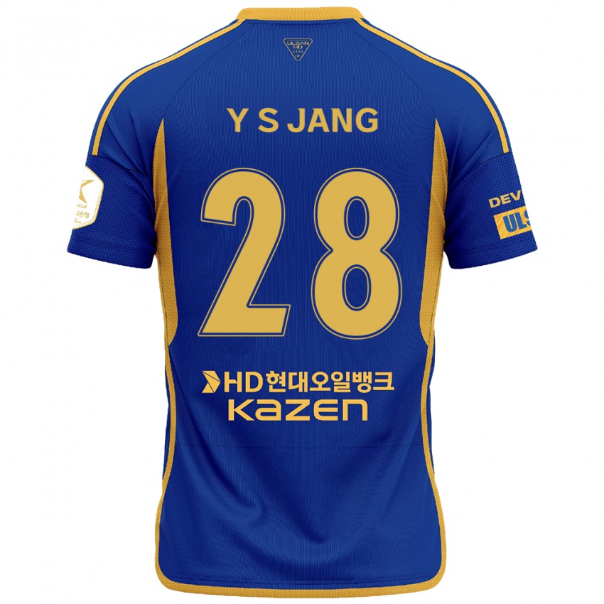 Niño Camiseta See-Young Jang #28 Azul Amarillo 1ª Equipación 2024/25 La Camisa Perú