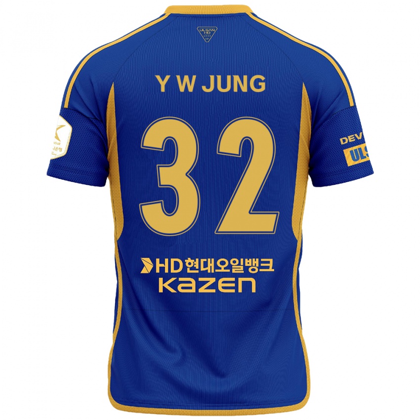 Niño Camiseta Woo-Young Jung #32 Azul Amarillo 1ª Equipación 2024/25 La Camisa Perú