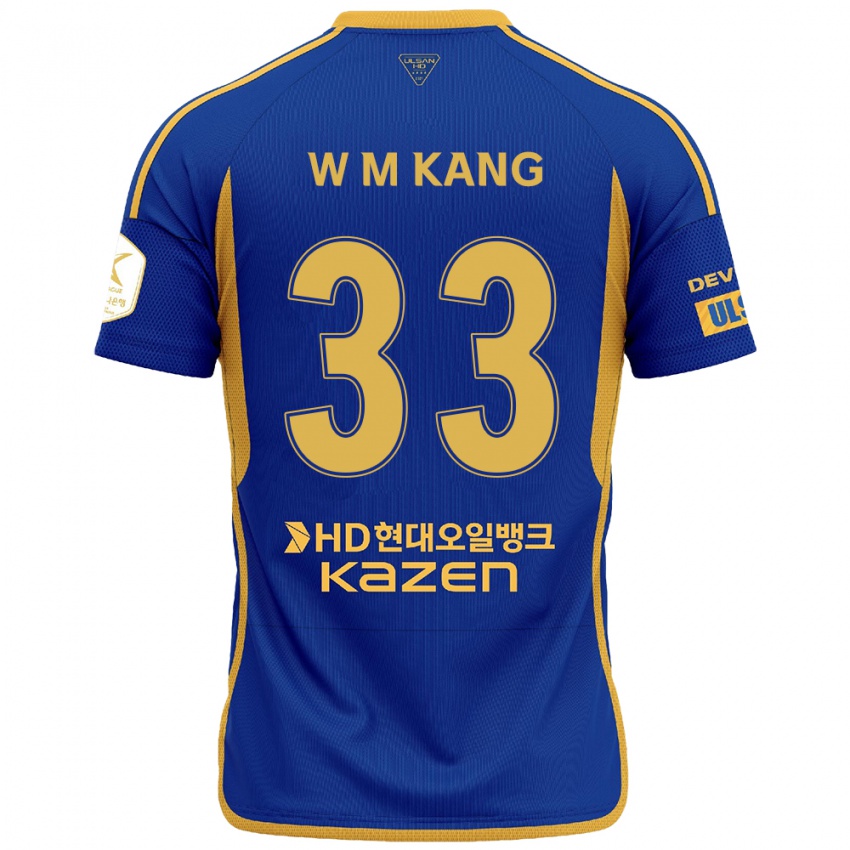 Niño Camiseta Min-Woo Kang #33 Azul Amarillo 1ª Equipación 2024/25 La Camisa Perú