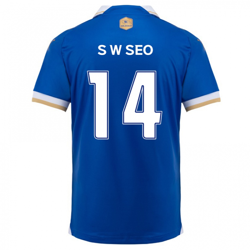 Niño Camiseta Woo-Seong Seo #14 Azul Blanco 1ª Equipación 2024/25 La Camisa Perú