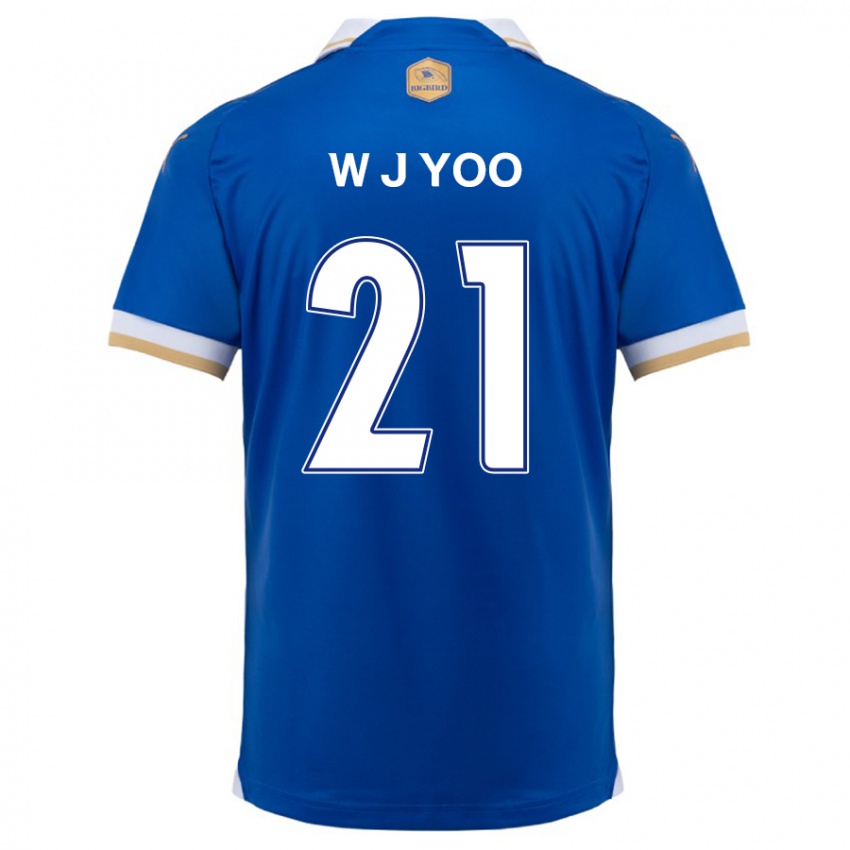 Niño Camiseta Jin-Wook Yoo #21 Azul Blanco 1ª Equipación 2024/25 La Camisa Perú