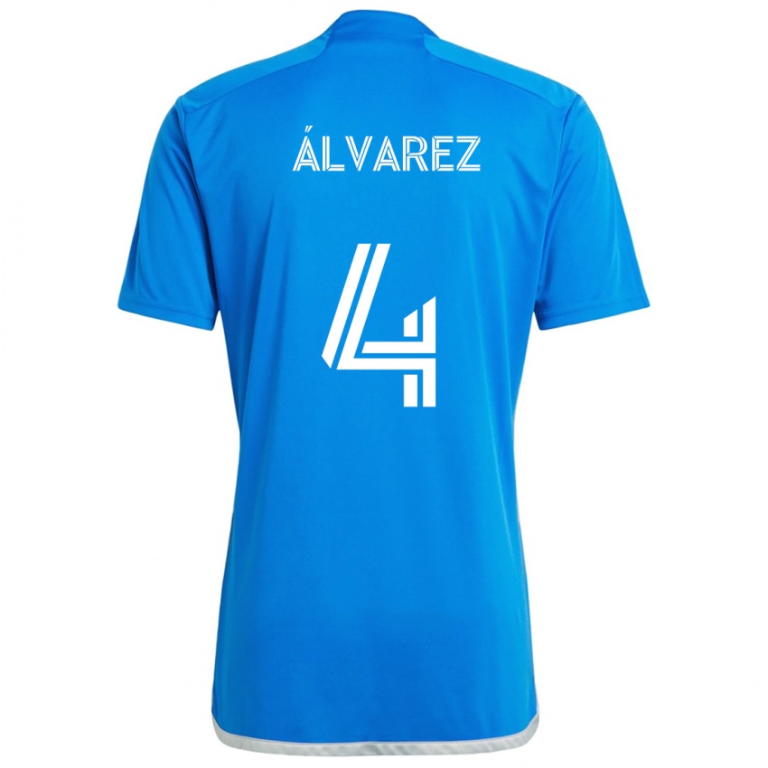 Niño Camiseta Fernando Álvarez #4 Azul Blanco 1ª Equipación 2024/25 La Camisa Perú