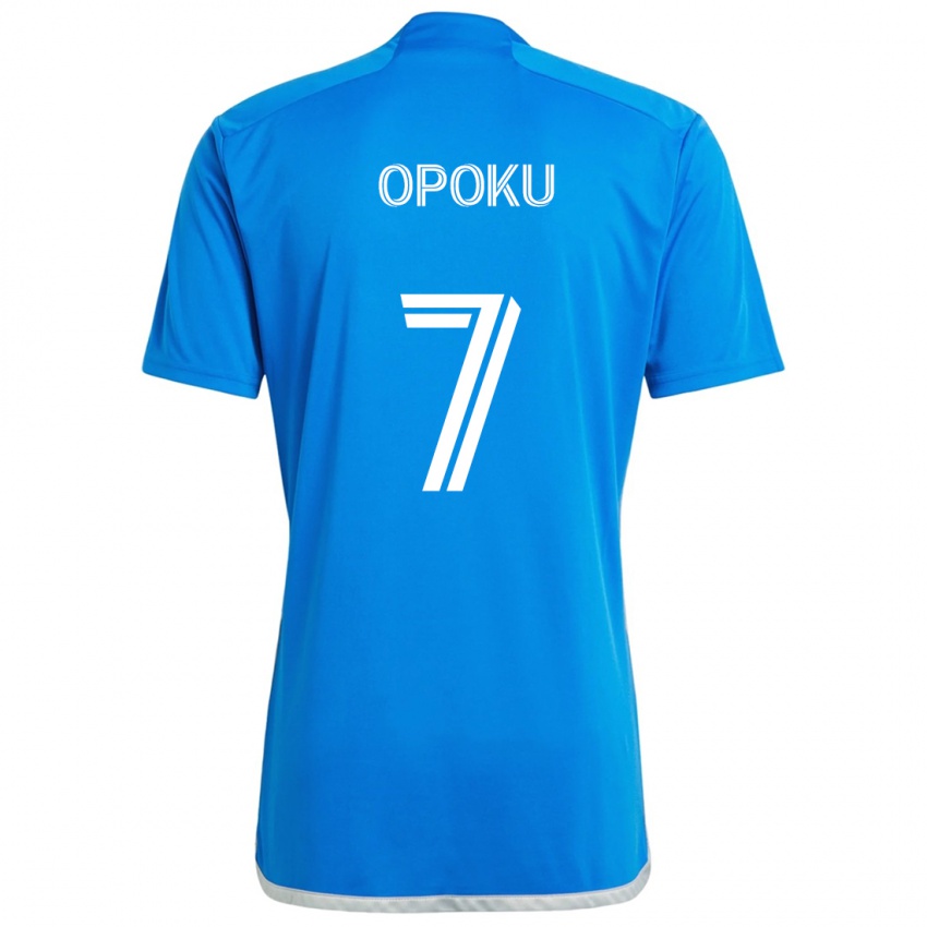 Niño Camiseta Kwadwo Opoku #7 Azul Blanco 1ª Equipación 2024/25 La Camisa Perú