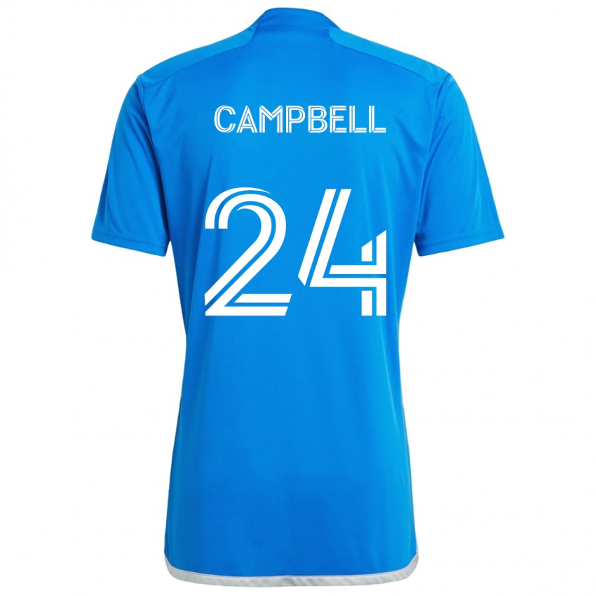 Niño Camiseta George Campbell #24 Azul Blanco 1ª Equipación 2024/25 La Camisa Perú