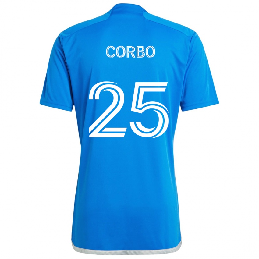 Niño Camiseta Gabriele Corbo #25 Azul Blanco 1ª Equipación 2024/25 La Camisa Perú