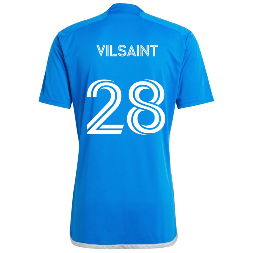 Niño Camiseta Jules-Anthony Vilsaint #28 Azul Blanco 1ª Equipación 2024/25 La Camisa Perú